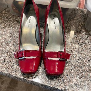 Anne Klein Red Leather Buckle Heel